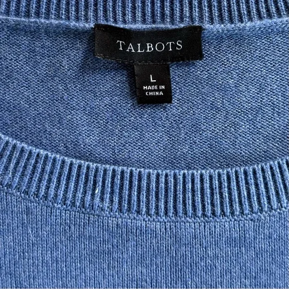 TALBOTS L French Bulldog Crewneck Pullover Sweater Frenchie Parisian French Blue - Picture 6 of 11